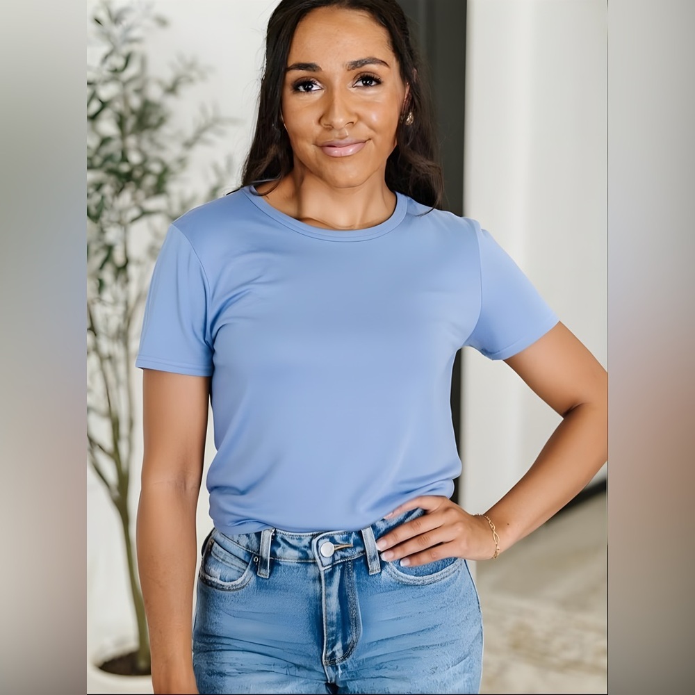 Classic Blue Crew Neck Top